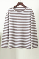 Striped Round Neck Long Sleeve Sweater - Guy Christopher 