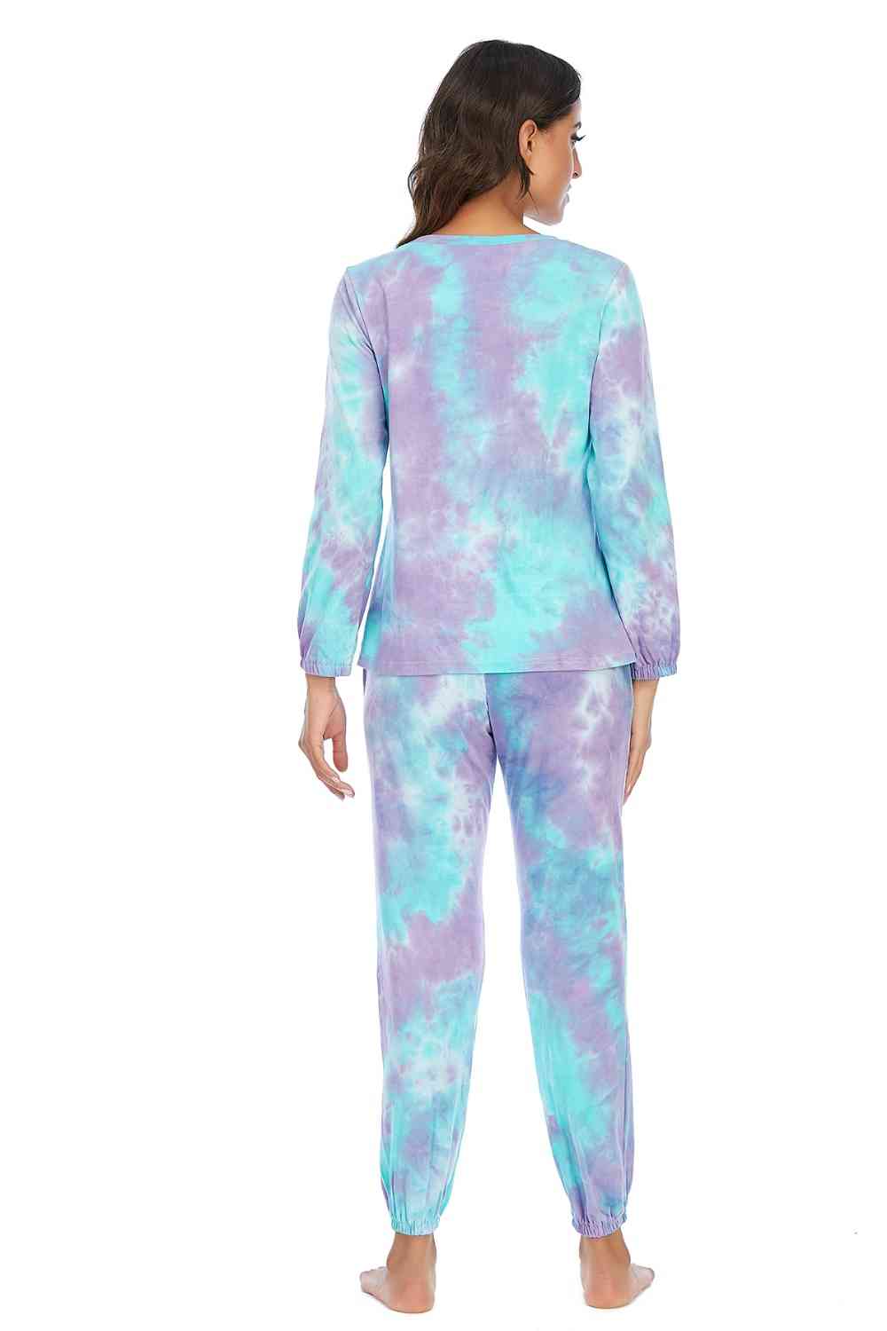 Tie-Dye Top and Drawstring Pants Lounge Set - Guy Christopher 