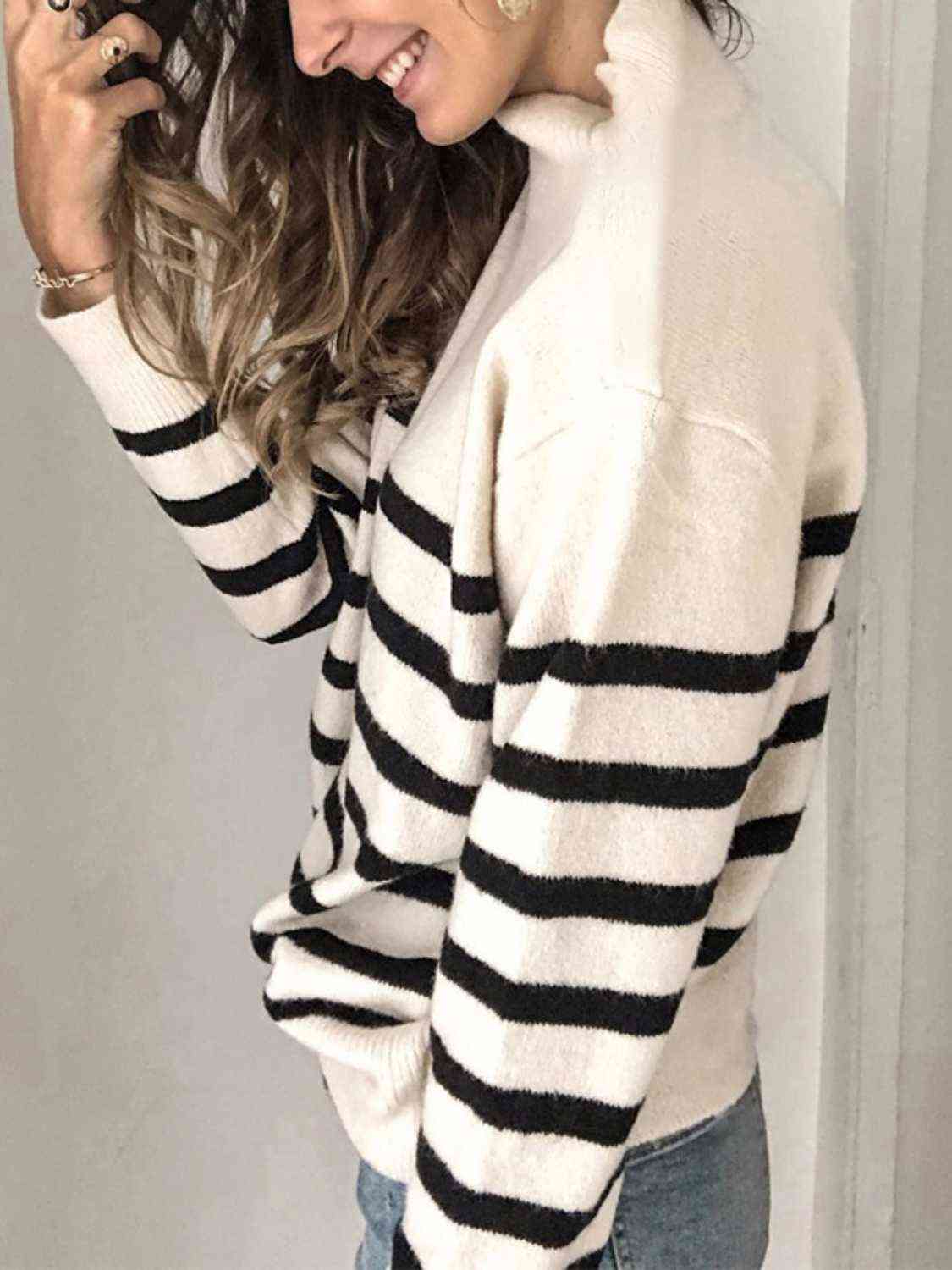 Striped Shoulder Detail Sweater - Guy Christopher 