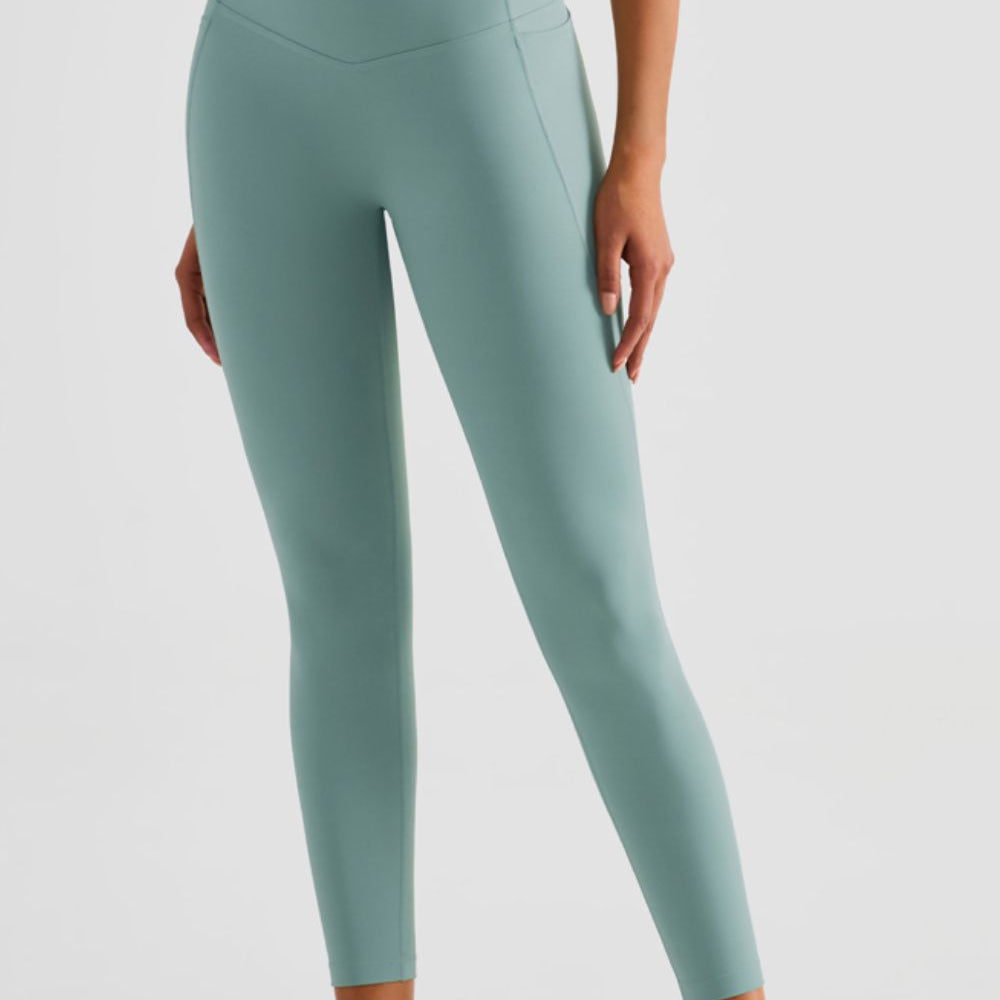 Wide Waistband Sports Leggings with Pockets - Guy Christopher 