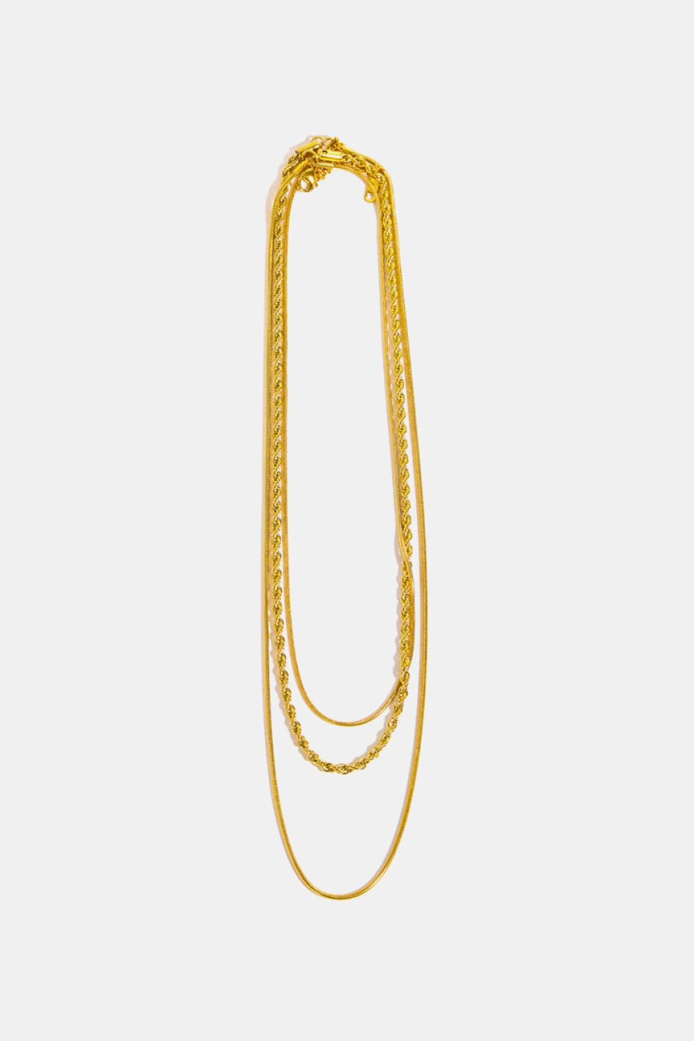 Stainless Steel 18K Gold Pleated Triple Layer Necklace - Guy Christopher 