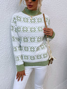 Snowflake Pattern Mock Neck Sweater - Guy Christopher 