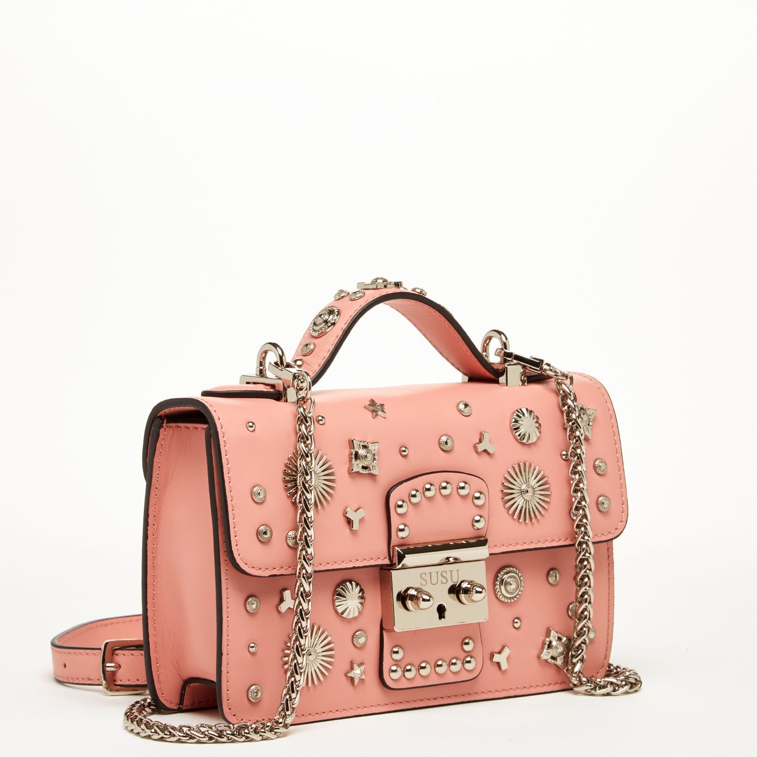 The Hollywood Leather Crossbody Bag Pale Pink - Guy Christopher 