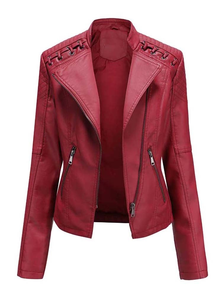 Autumn Winter Pu Faux Women's Leather Jackets Long Sleeve Zipper Slim Motorcycle Biker Leather Coat Loose Female Outwear Tops 4X - Guy Christopher 