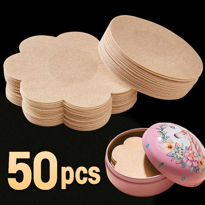 50Pcs Cloth Nipple Cover Teat Hide Women Nipple Pasties Piece Breast Petals Invisible Bra Padding Chest Sticker Patch Covers - Guy Christopher 