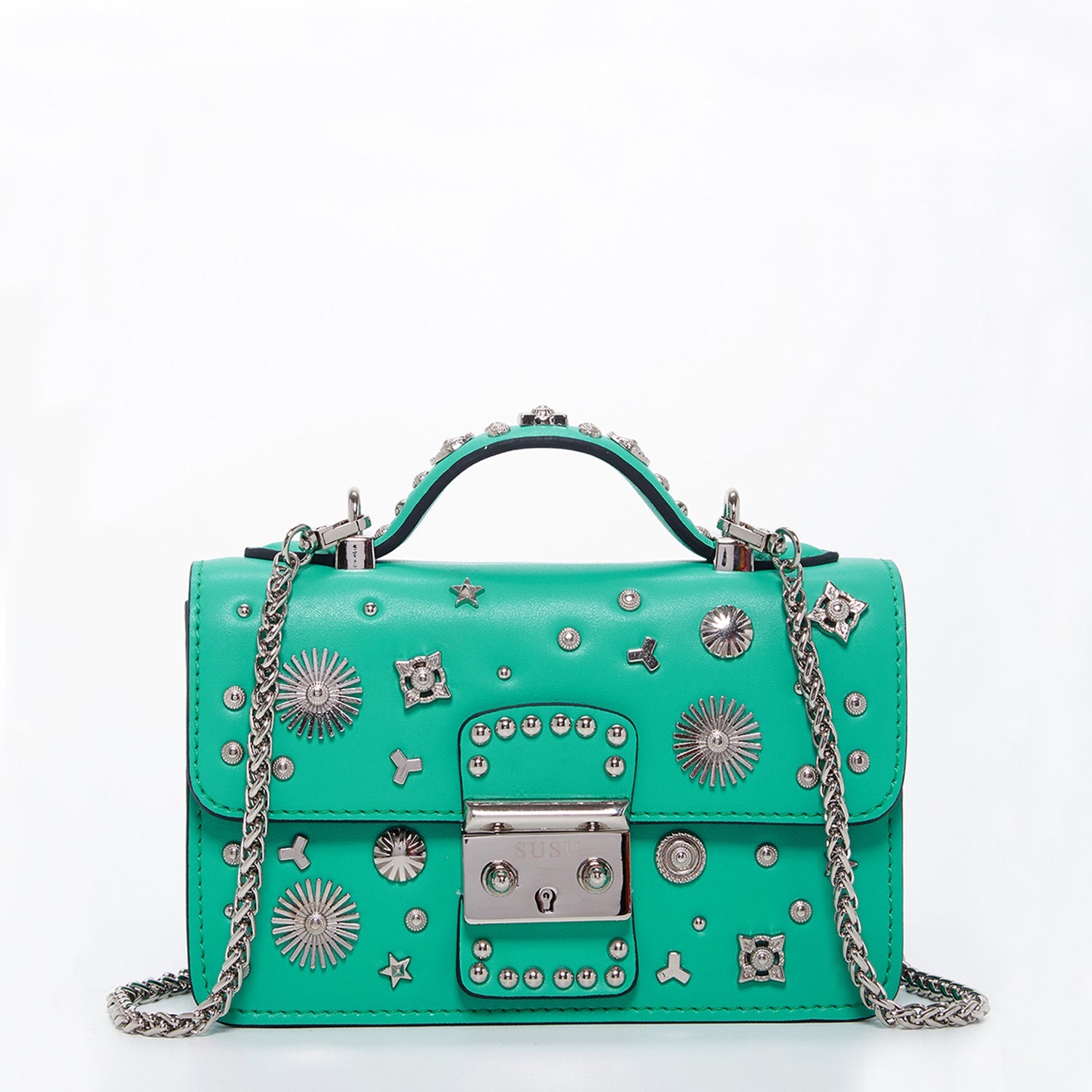 The Hollywood Green Purse with Studs - Guy Christopher 