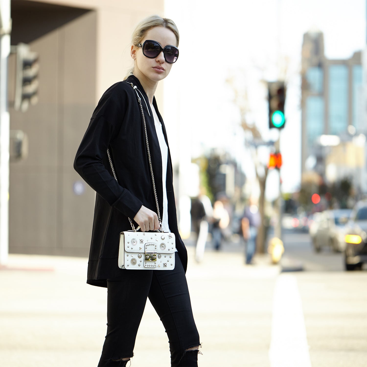 The Hollywood White Leather Crossbody Bag - Guy Christopher 