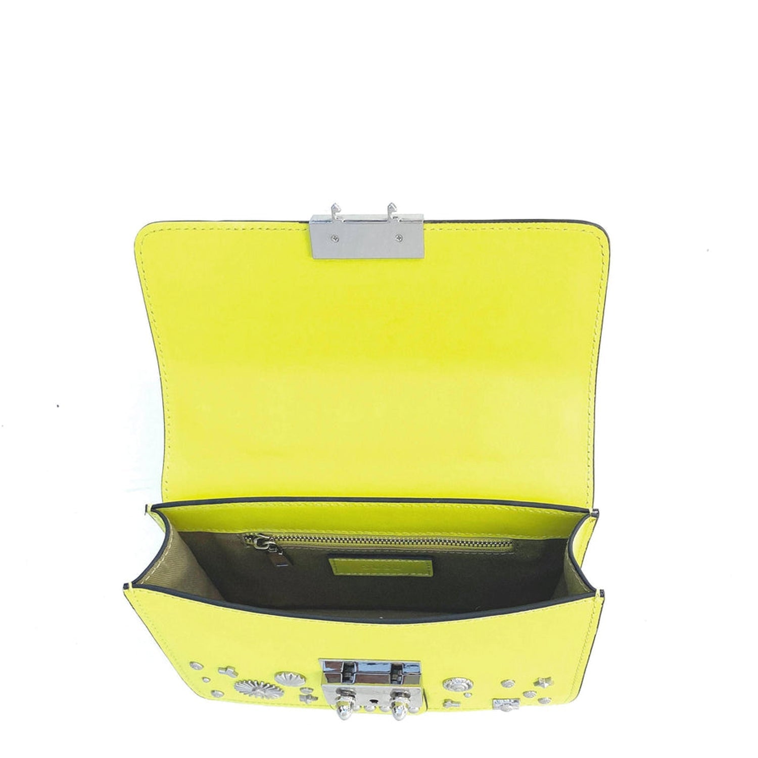 The Hollywood Bright Yellow Studded Leather Crossbody Bag - Guy Christopher 