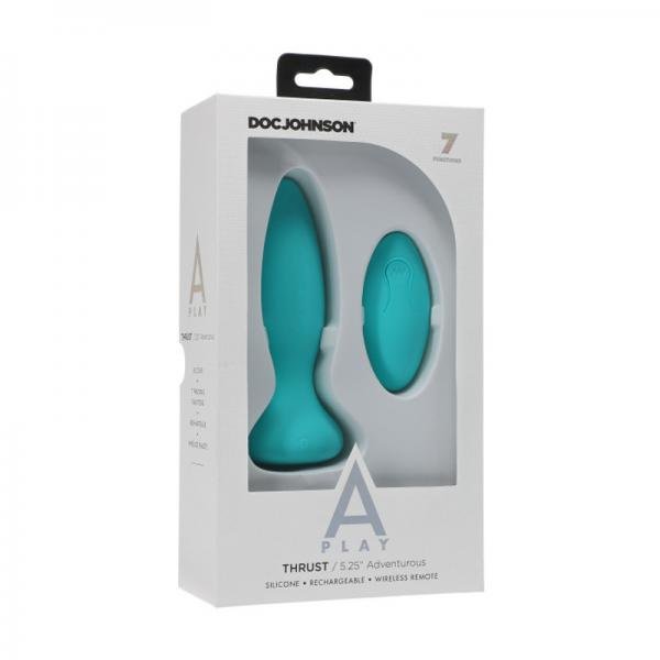 A-play Thrust Adventurous Rechargeable Silicone Anal Plug With Remote Teal - Guy Christopher