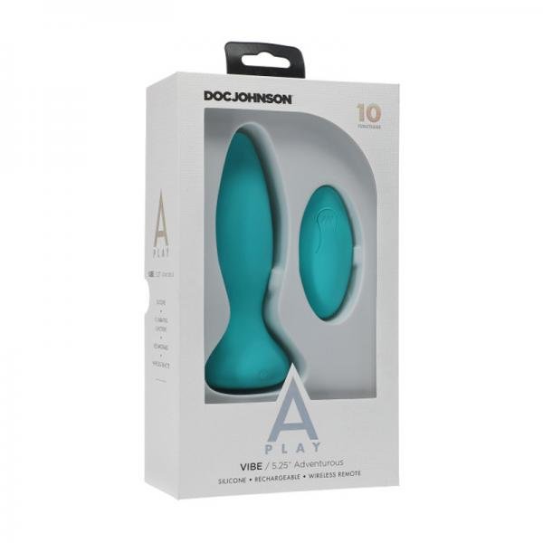 A-play Vibe Adventurous Rechargeable Silicone Anal Plug With Remote Teal - Guy Christopher