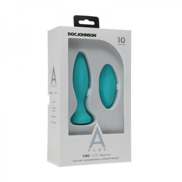 A-play Vibe Beginner Rechargeable Silicone Anal Plug With Remote Teal - Guy Christopher