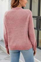 Waffle-Knit Round Neck Reglan Sleeve Sweater - Guy Christopher 