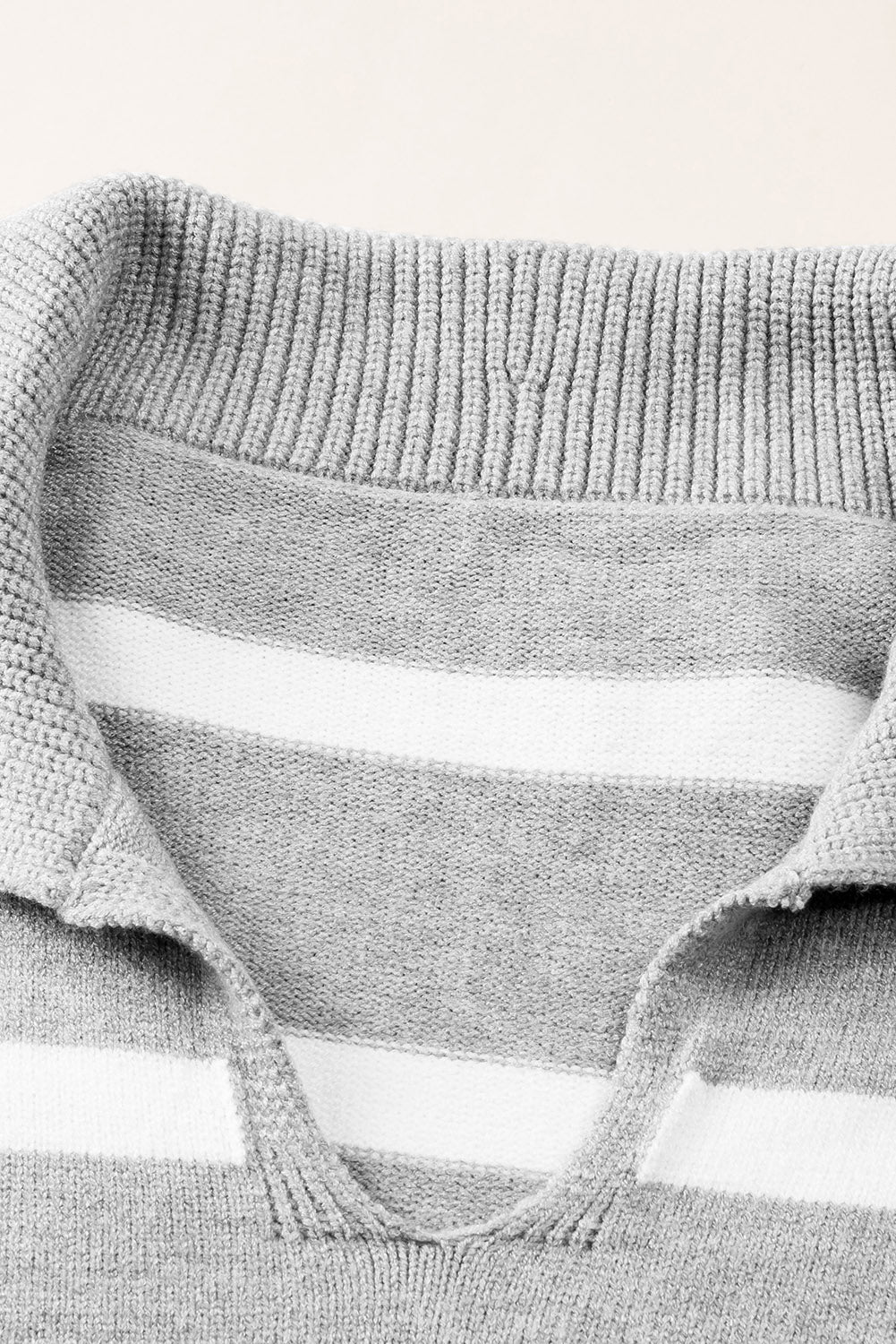 Striped Collared Neck Slit Sweater - Guy Christopher 