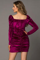 Sweetheart Neck Ruched Long Sleeve Dress - Guy Christopher 