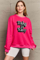 Simply Love Full Size TAKE IT EASY Graphic Sweatshirt - Guy Christopher 