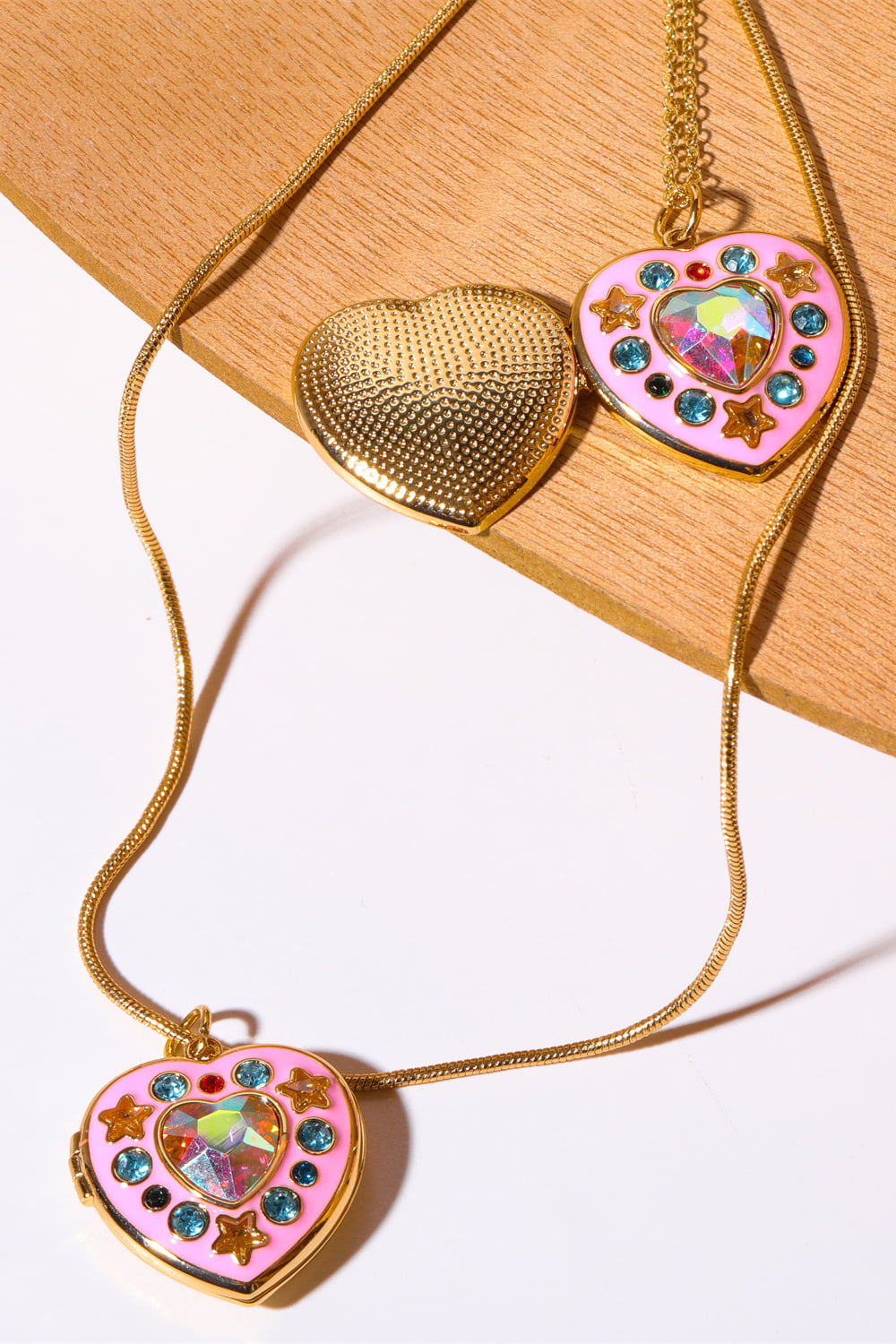Rhinestone Decor Heart Box Pendant Necklace - Guy Christopher 