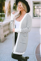 Striped Open Front Longline Cardigan - Guy Christopher 