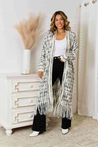 Full Size Fringe Hem Open Front Cardigan - Guy Christopher 