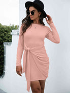 Tied Long Sleeve Mini Dress - Guy Christopher 