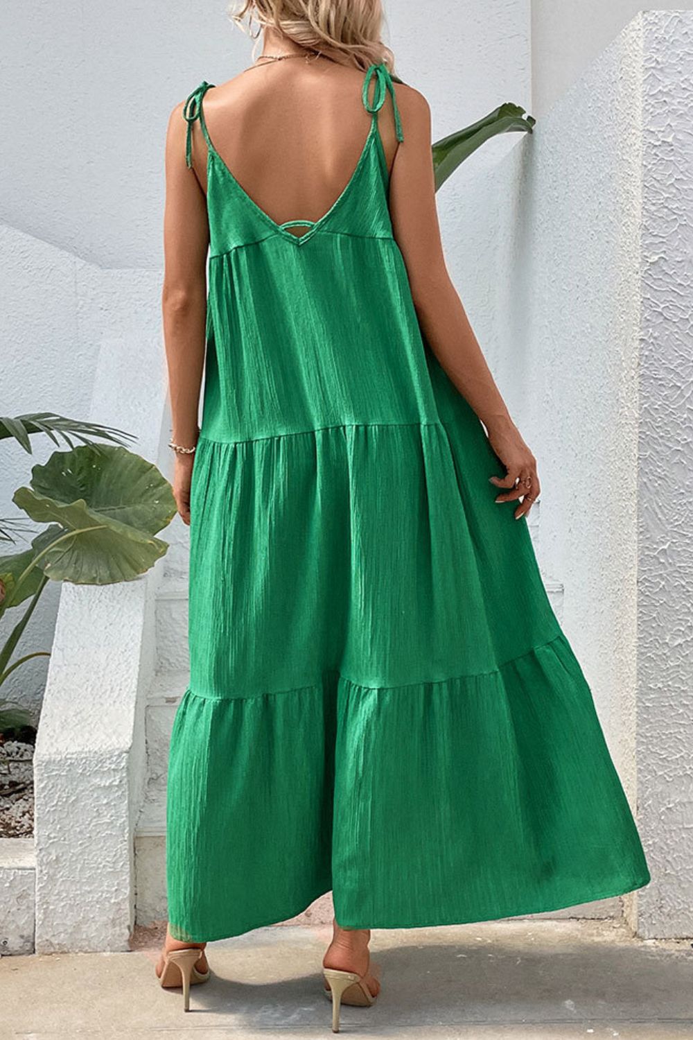 Tie-Shoulder Tiered Maxi Dress - Guy Christopher 