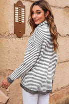 Striped Drop Shoulder Turtleneck Sweater - Guy Christopher 