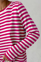 Striped Round Neck Long Sleeve Sweater - Guy Christopher 