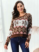 Snowflake Pattern Round Neck Sweater - Guy Christopher 