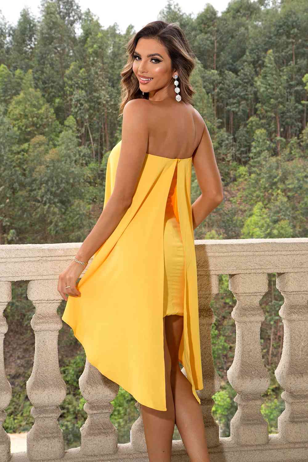 Strapless Slit Layered Dress - Guy Christopher 