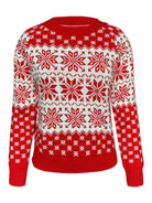 Snowflake Round Neck Long Sleeve Sweater - Guy Christopher 