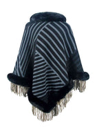 Striped Fringe Hem Poncho - Guy Christopher 