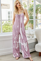 Tie-Dye Spaghetti Strap Jumpsuit with Pockets - Guy Christopher 