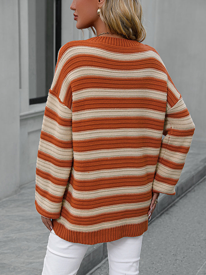 Striped Dropped Shoulder Sweater - Guy Christopher 