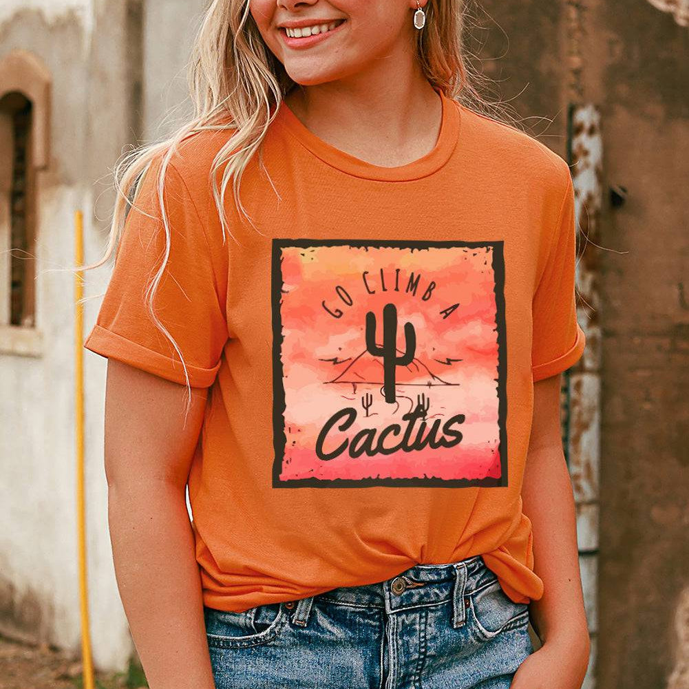 Adventure Awaits - Embrace Your Wild Side with "Go Climb A Cactus" Slogan Graphic Tee Shirt - Let Your Spirit Soar! - Guy Christopher 