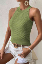 Round Neck Sleeveless Knit Top - Guy Christopher 