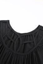 Strappy Neck Spliced Lace Eyelash Trim Blouse - Guy Christopher 