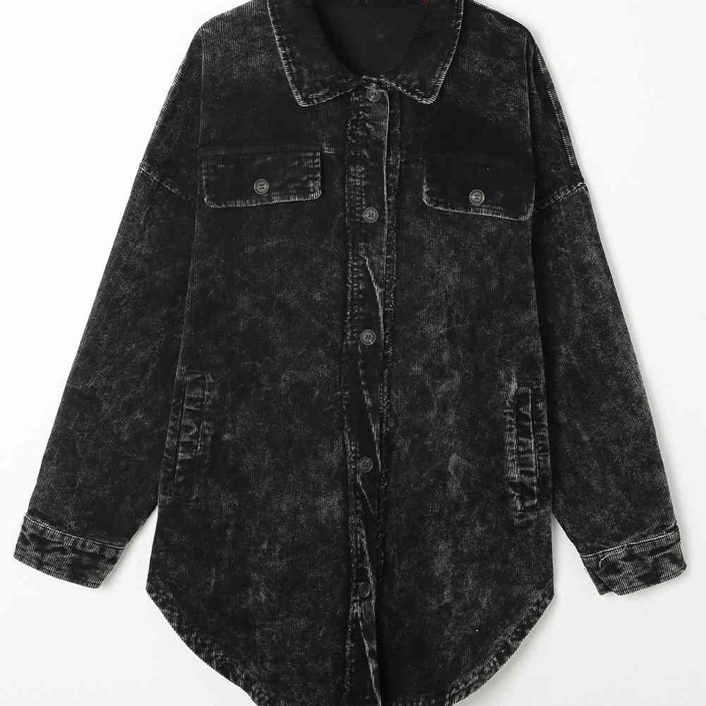 Washed Button Down Dropped Shoulder Jacket - Guy Christopher 