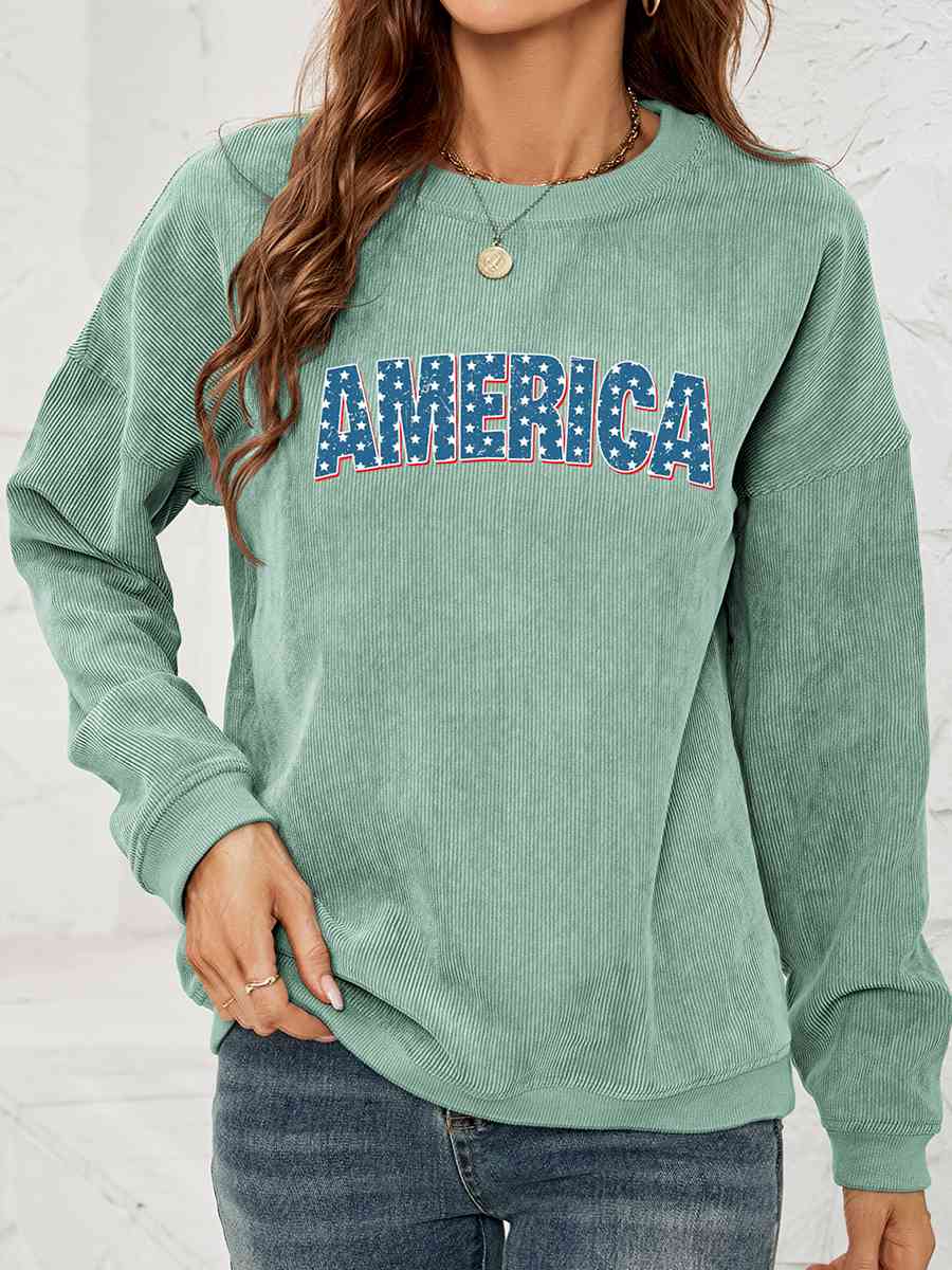 AMERICA Graphic Dropped Shoulder Sweatshirt - Guy Christopher