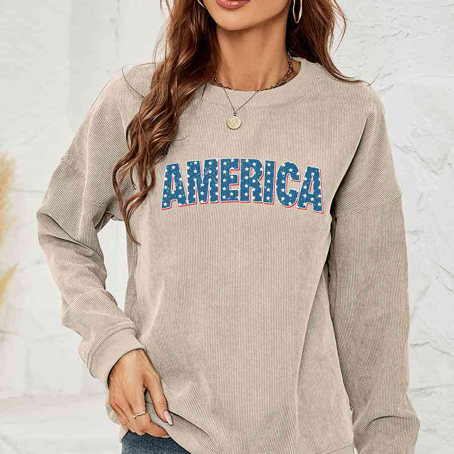 AMERICA Graphic Dropped Shoulder Sweatshirt - Guy Christopher