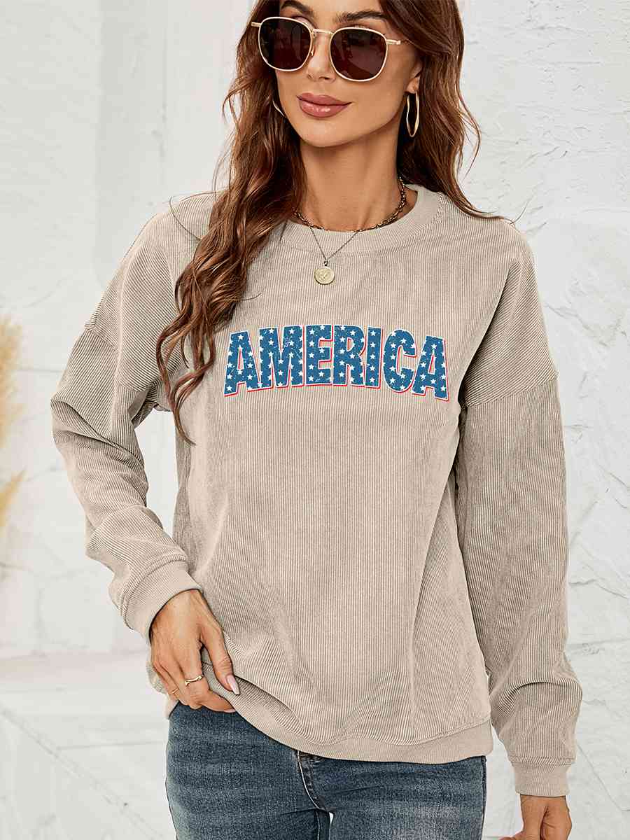 AMERICA Graphic Dropped Shoulder Sweatshirt - Guy Christopher