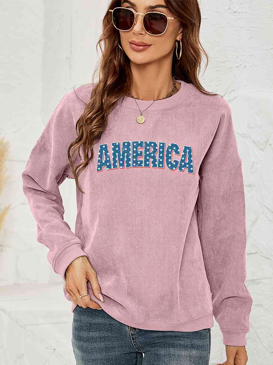 AMERICA Graphic Dropped Shoulder Sweatshirt - Guy Christopher