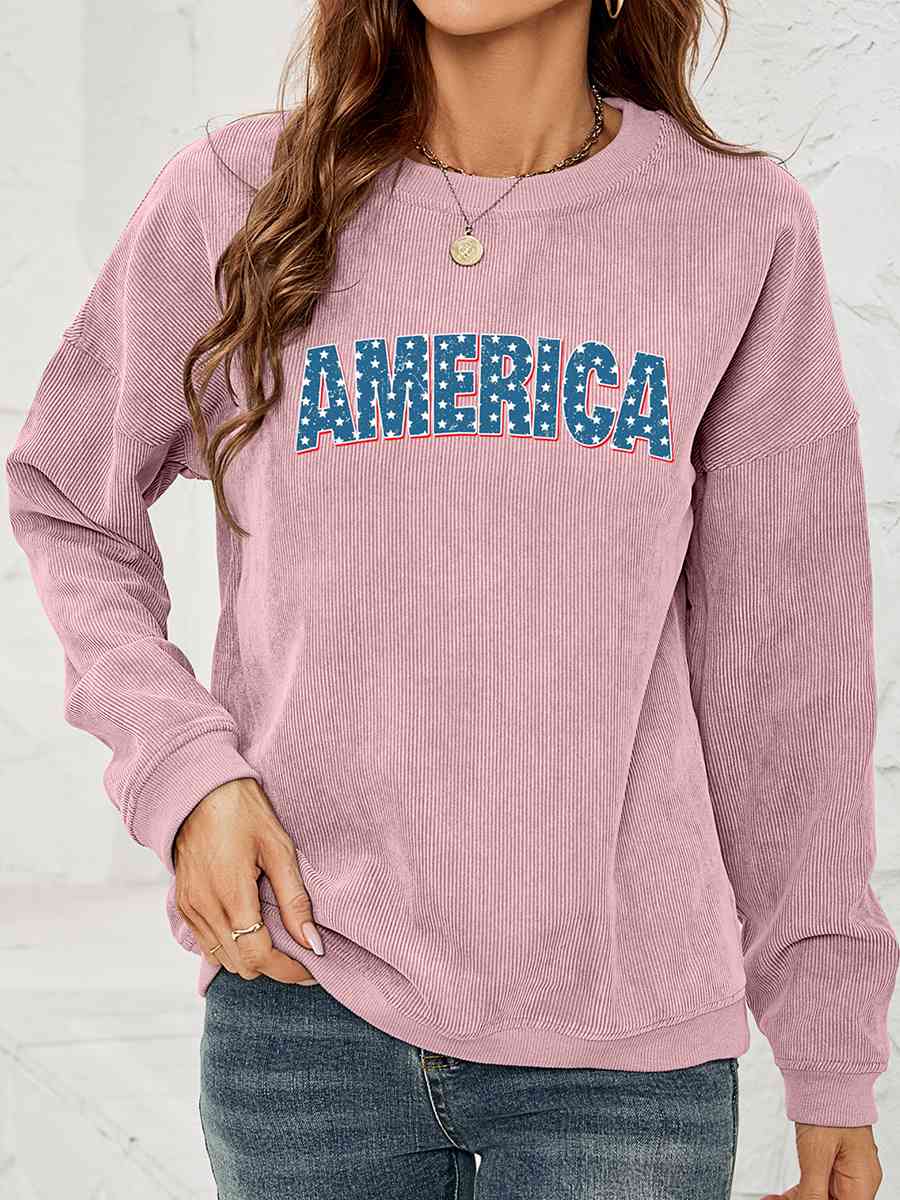 AMERICA Graphic Dropped Shoulder Sweatshirt - Guy Christopher