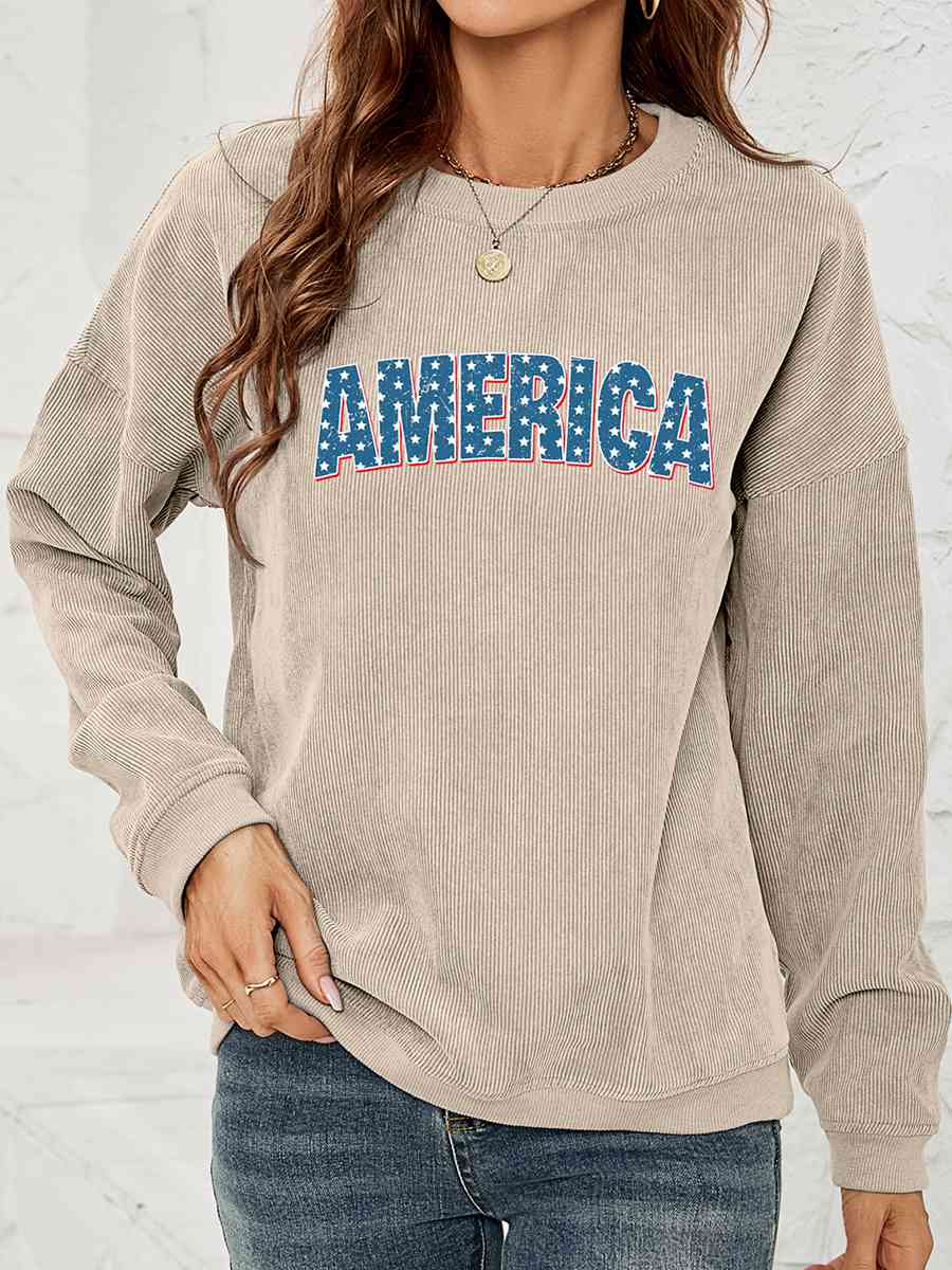 AMERICA Graphic Dropped Shoulder Sweatshirt - Guy Christopher