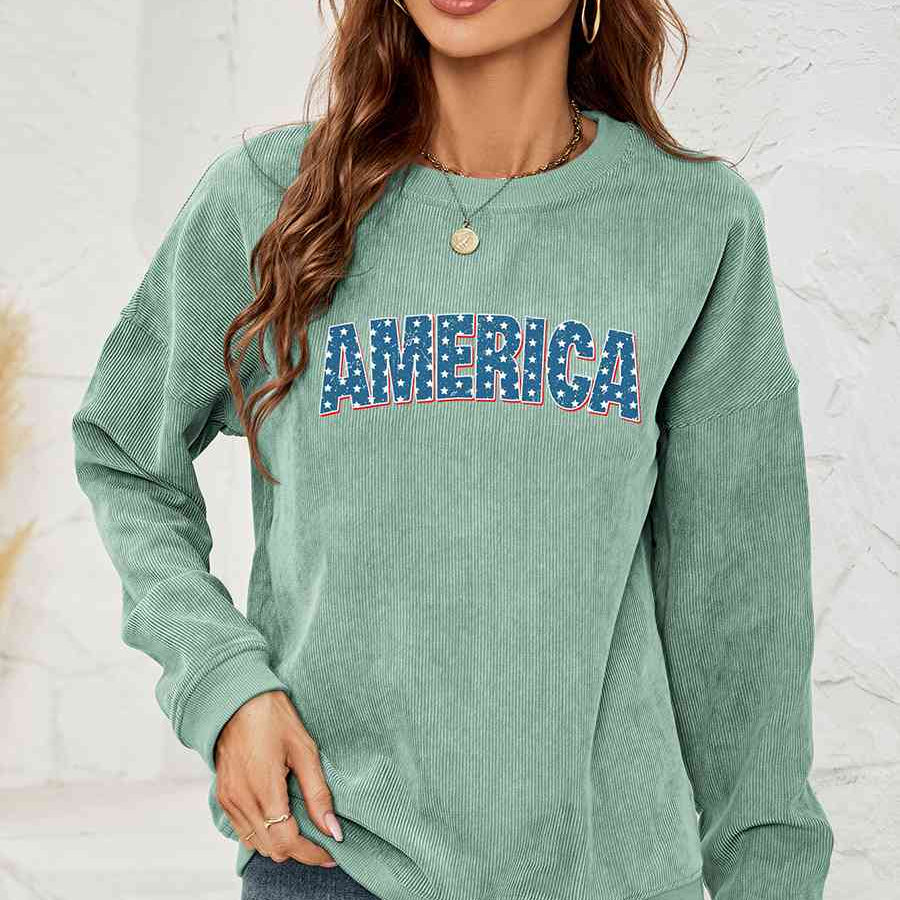 AMERICA Graphic Dropped Shoulder Sweatshirt - Guy Christopher