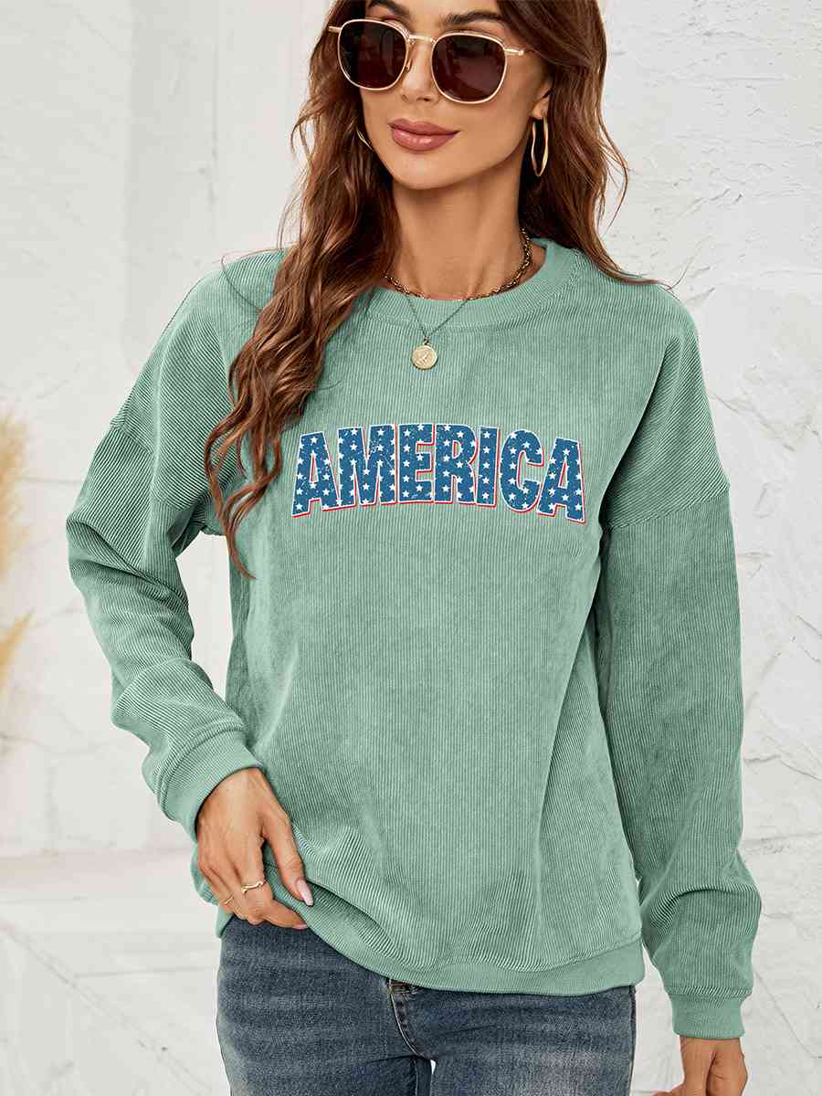 AMERICA Graphic Dropped Shoulder Sweatshirt - Guy Christopher