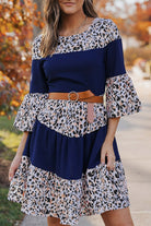 Animal Print Color Block Flare Sleeve Dress - Guy Christopher