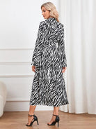 Animal Print Tie Front Ruffle Trim Dress - Guy Christopher