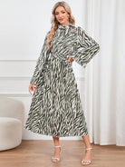 Animal Print Tie Front Ruffle Trim Dress - Guy Christopher