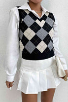 Argyle V-neck Knitted Vest - Guy Christopher