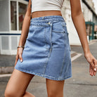 Asymmetrical Denim Mini Skirt - Guy Christopher 