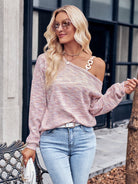 Asymmetrical Dropped Shoulder Long Sleeve Knit Top - Guy Christopher